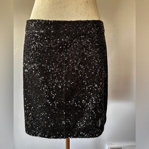 French Connection black sequin mini skirt
